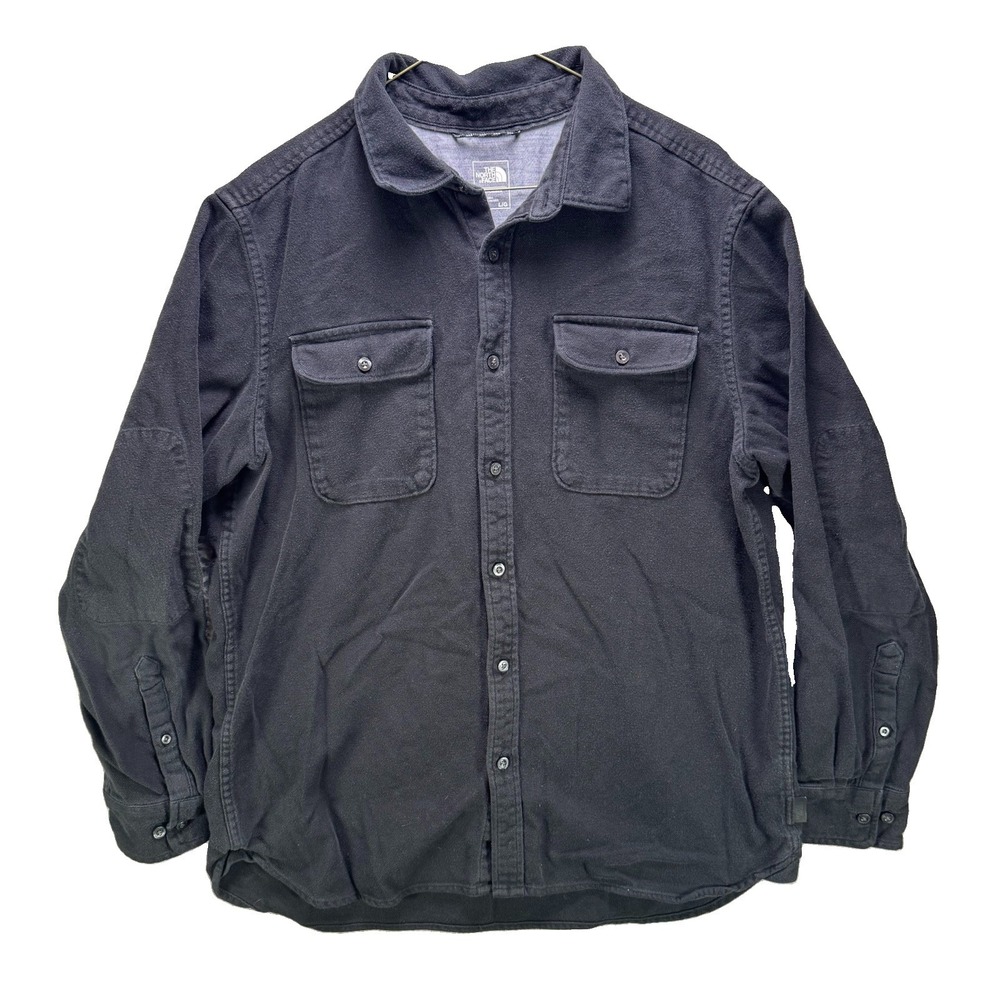 The North Face Flannel Shirt Mens Large Charcoal Gray Button Down Workwear